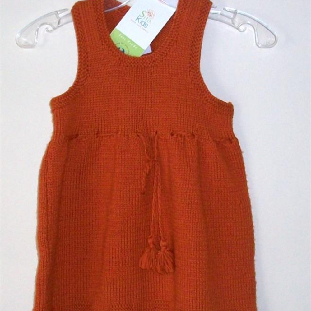 TODDLER DRESS ORGANIC NEW Hand Made Merino Wool Designer Kids Wear Adorable